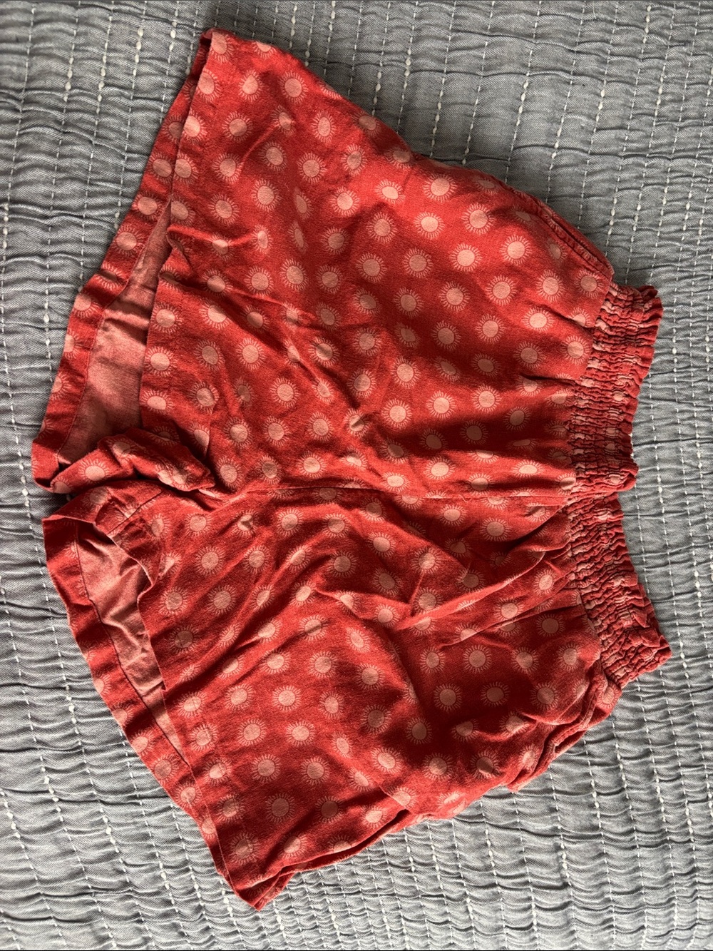 Universal Thread Coral-Red Printed High Waist Elastic Shorts